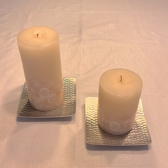 Vintage Stainless Steel Candle Holder & Candles. - Picture 2 of 11